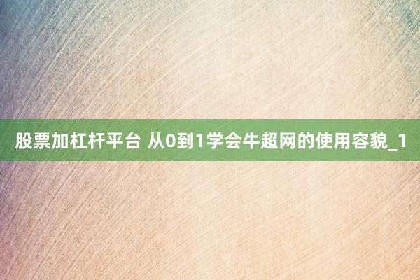 股票加杠杆平台 从0到1学会牛超网的使用容貌_1