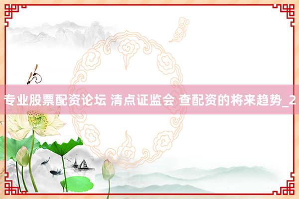 专业股票配资论坛 清点证监会 查配资的将来趋势_2